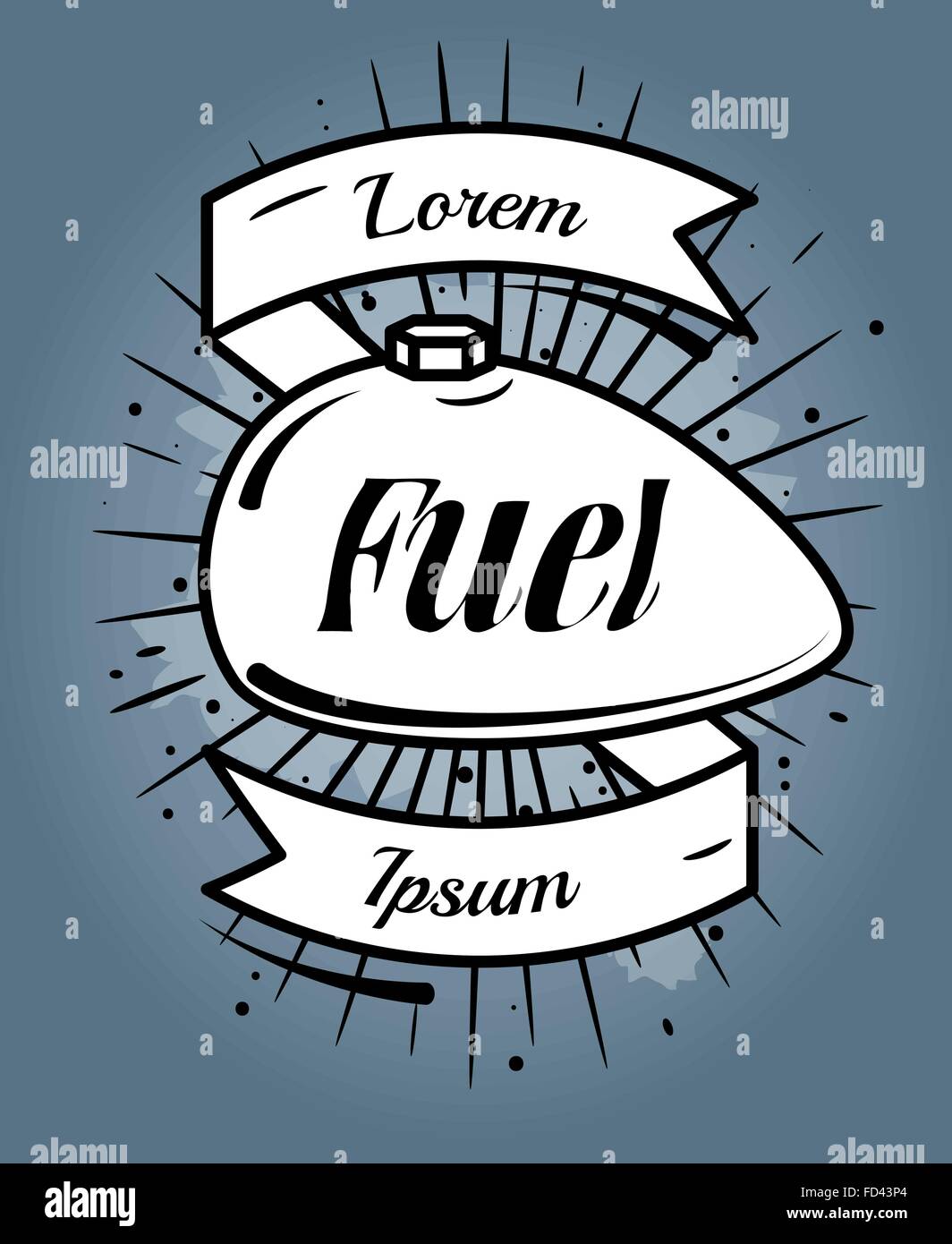 stylized retro label with moto gas tank and ribbon Stock Vector Image \u0026 Art  - Alamy, image size:1064x1390