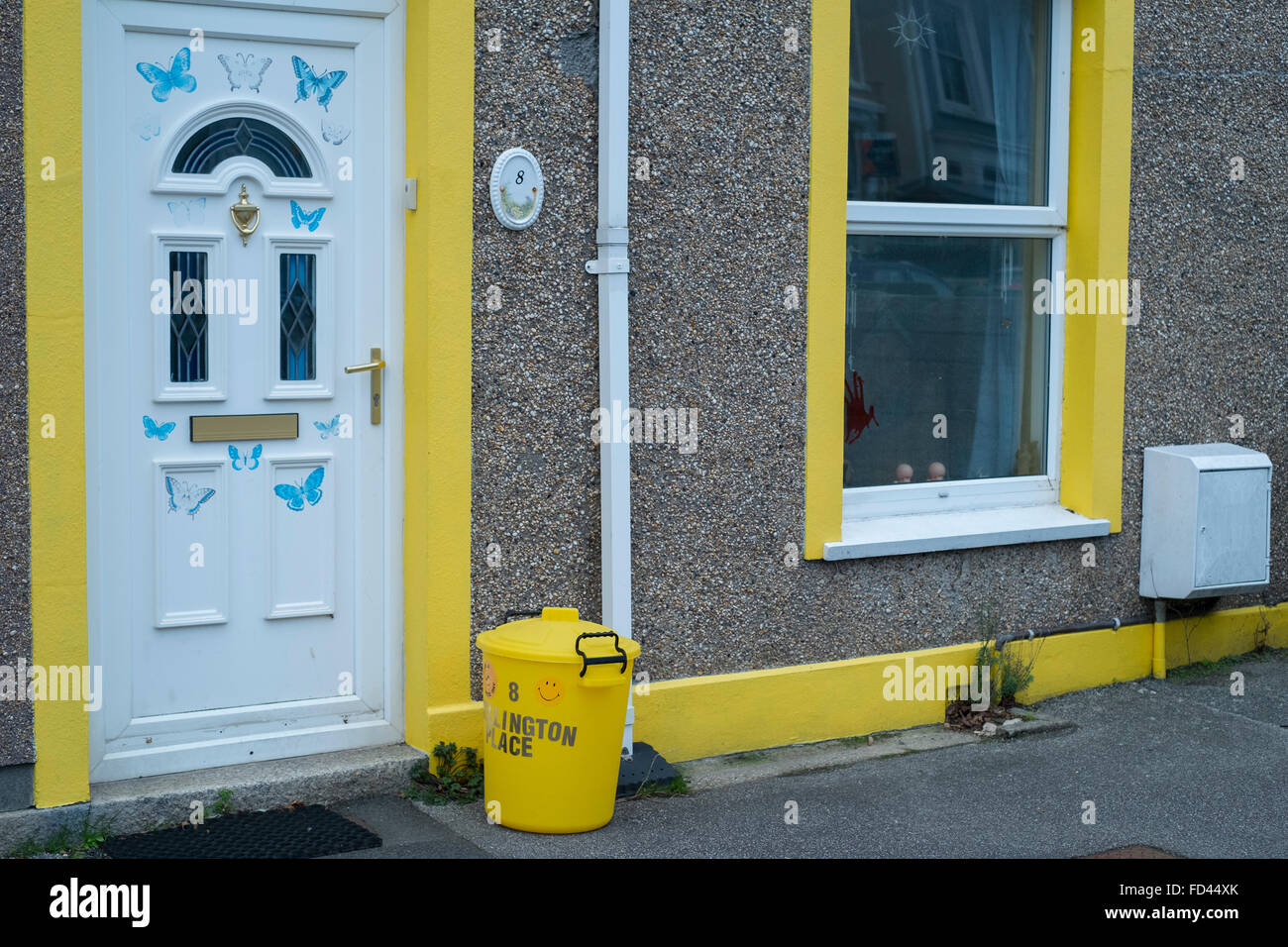All about yellow at this house in Falmouth, Cornwall Stock Photo