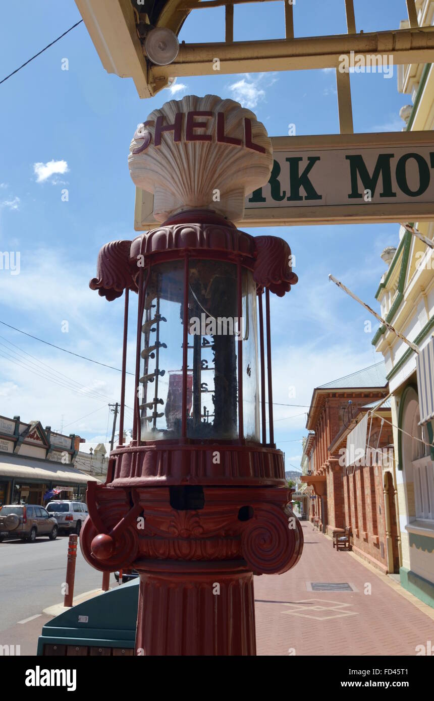 Old shell petrol pump in front of York Motor Museum, York, Western Australia. Stock Photo