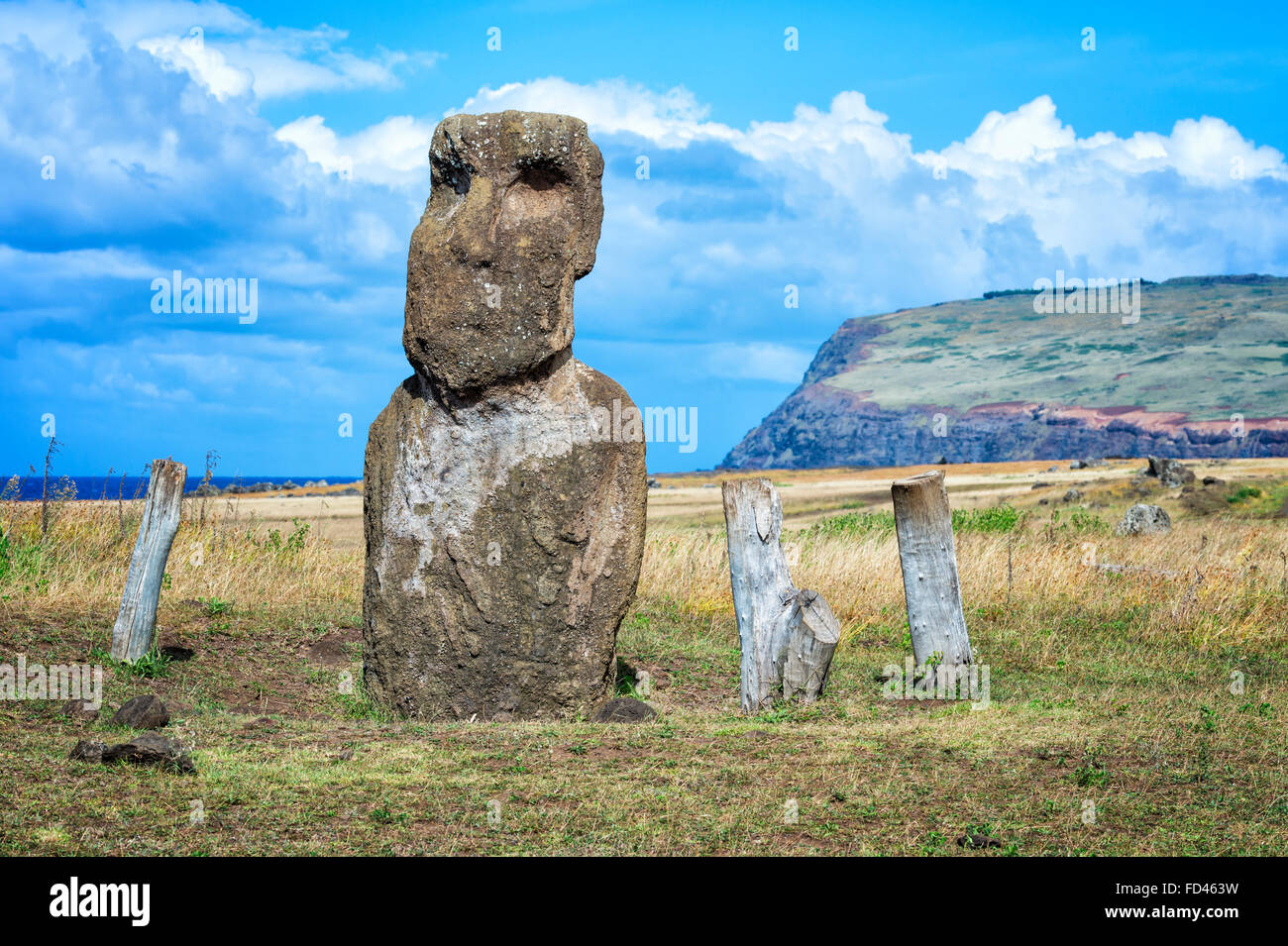Chile, Easter Island, Rapa Nui National Park, Unesco World Heritage Site, Vaihu, Vaihu Moai Stock Photo