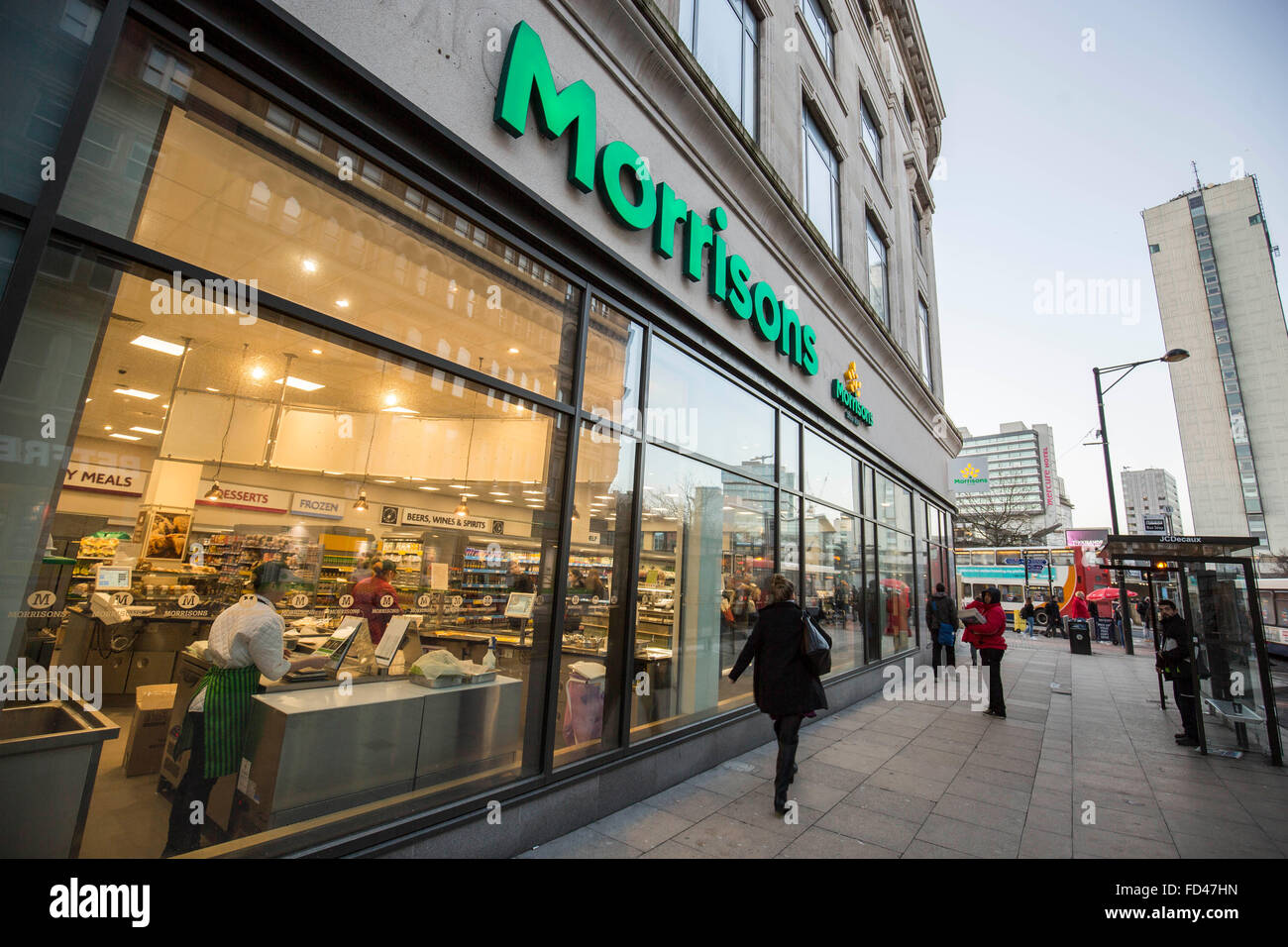 Morrisons supermarket , Piccadilly Gardens , Manchester , England Stock Photo
