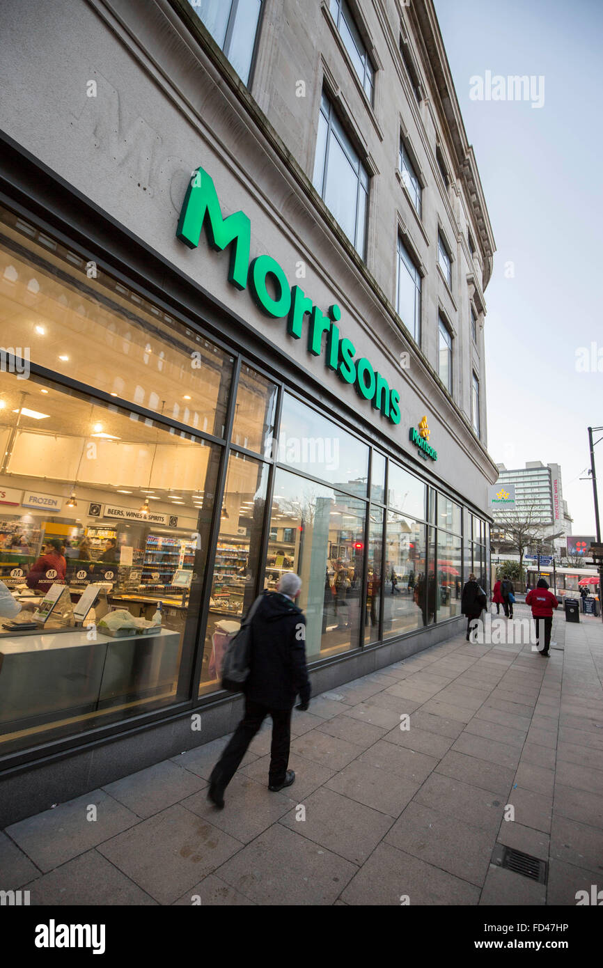 Morrisons supermarket , Piccadilly Gardens , Manchester , England Stock Photo