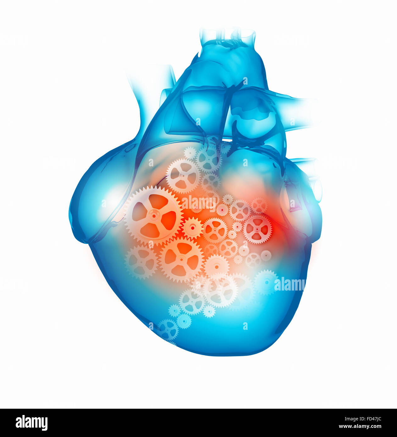 Human heart image with mechanisms. Health and medicine Stock Photo