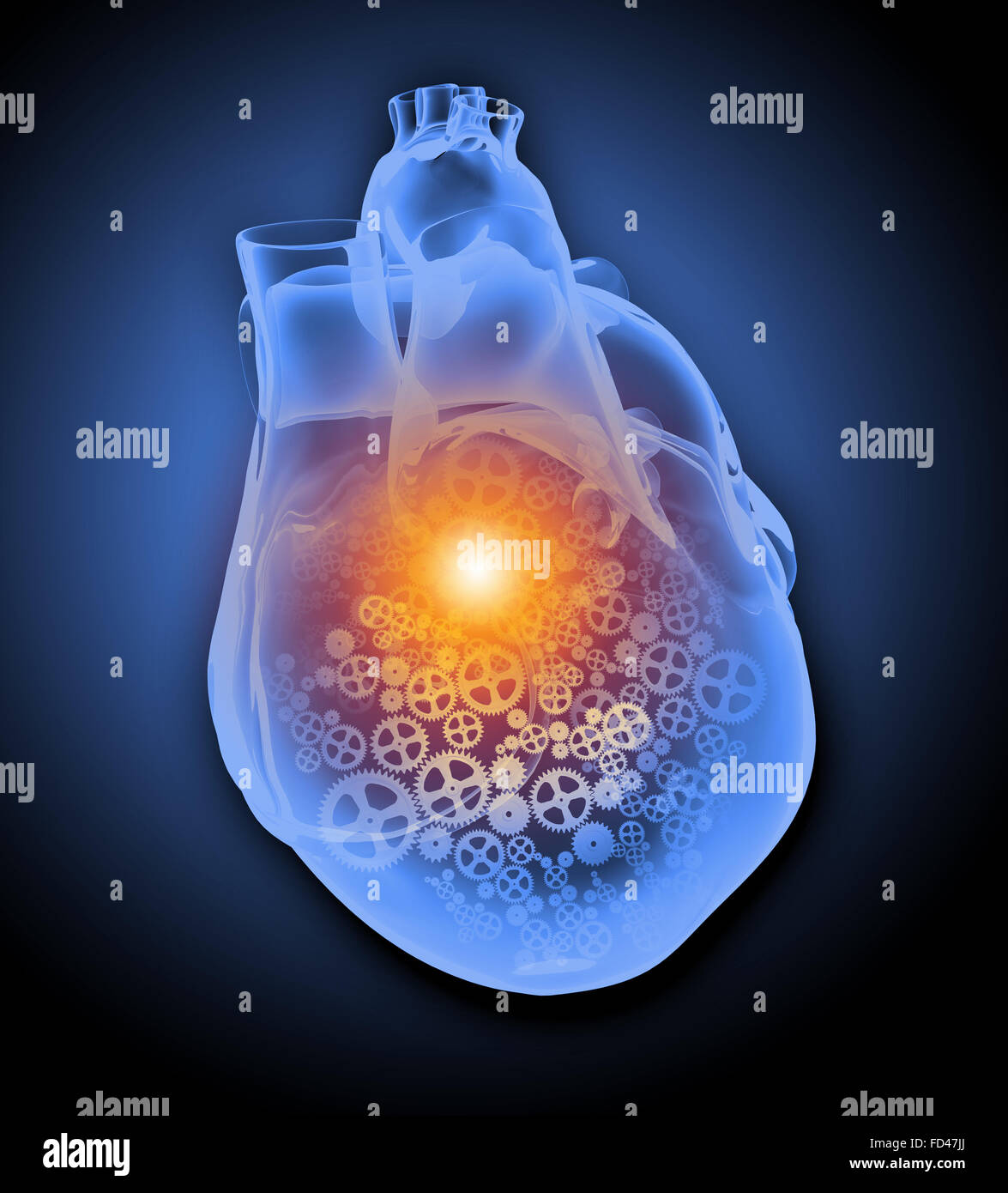 Human heart image with mechanisms. Health and medicine Stock Photo - Alamy