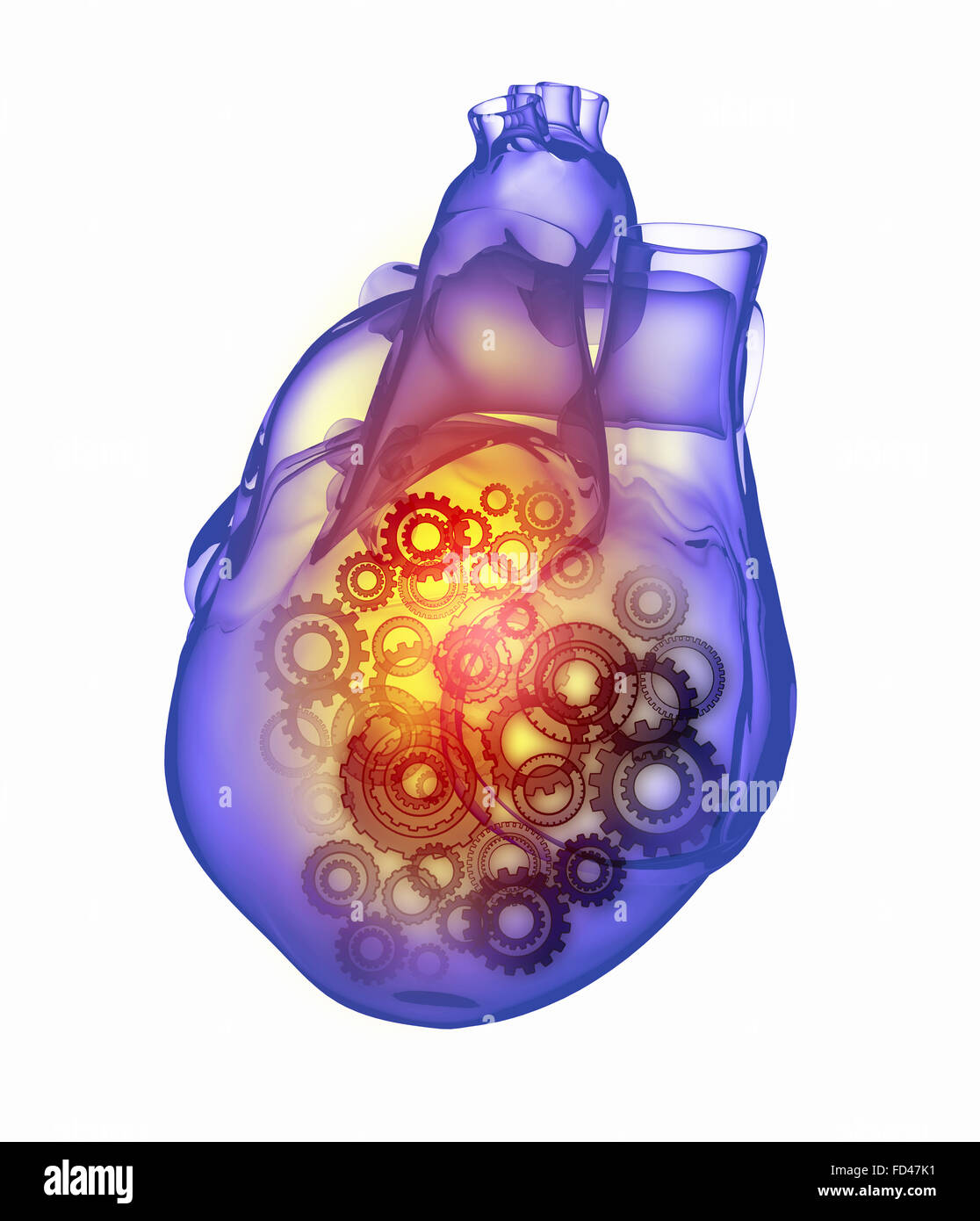 Human heart image with mechanisms. Health and medicine Stock Photo