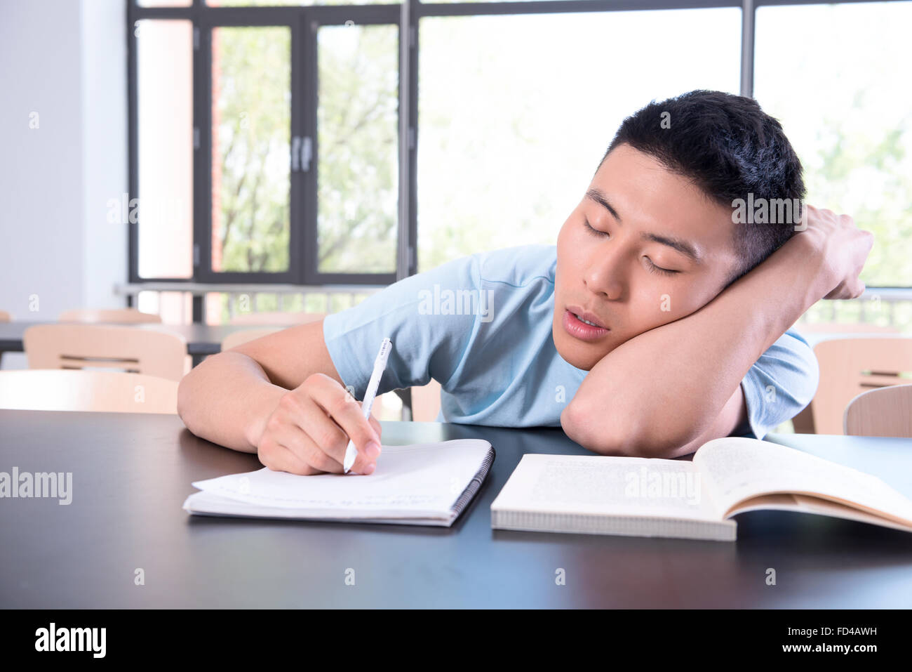 Person Falling Asleep Desk Stock Photos Person Falling Asleep