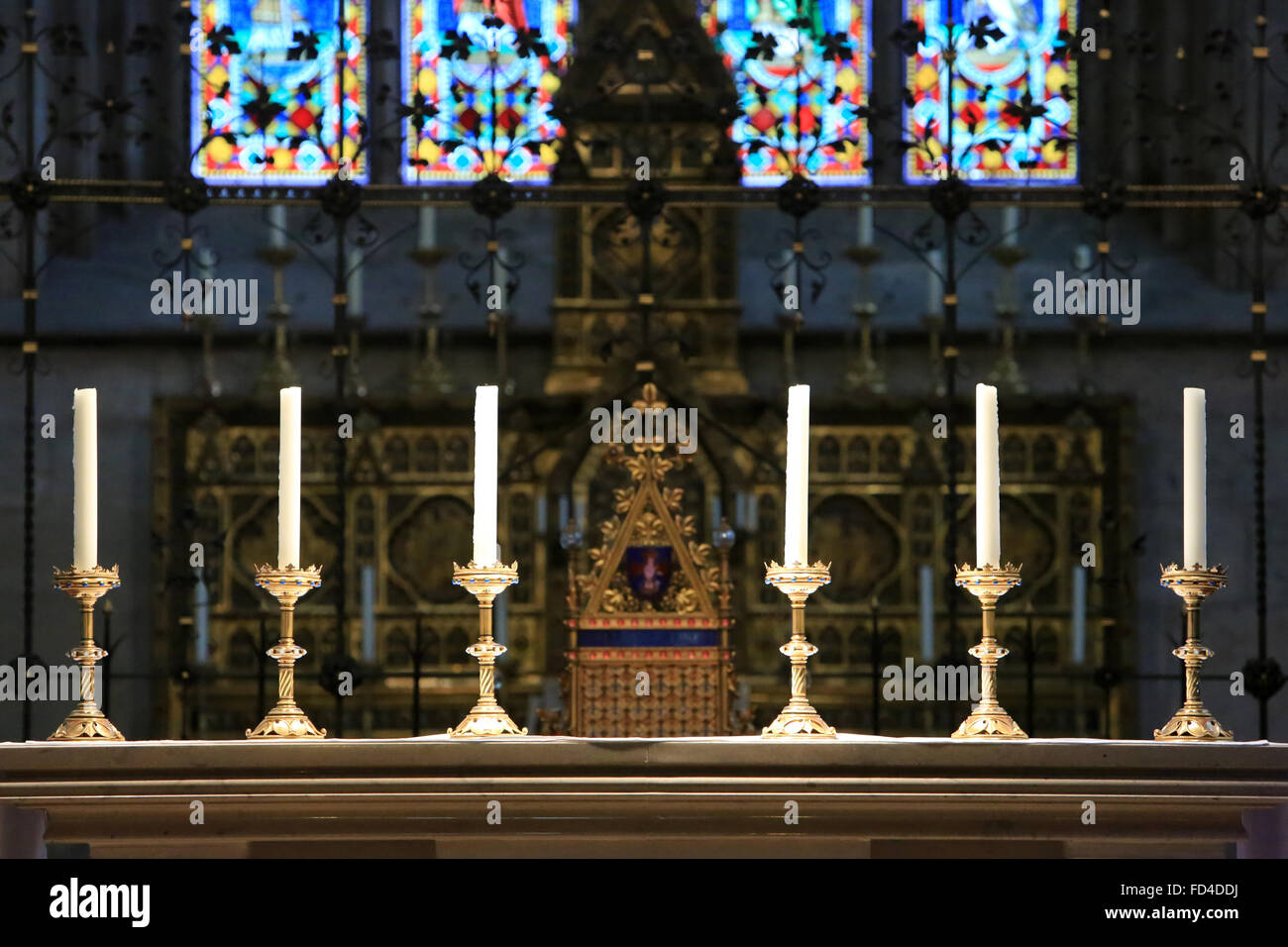Candles on an altar. Heiligenkreuz Abbey Stock Photo Alamy