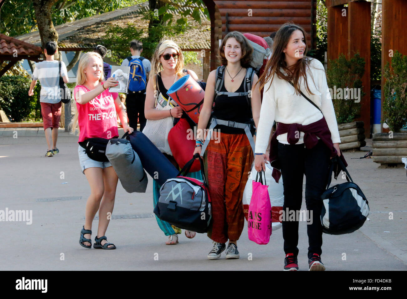 Taize Community.  New arrival of pilgrims. Stock Photo