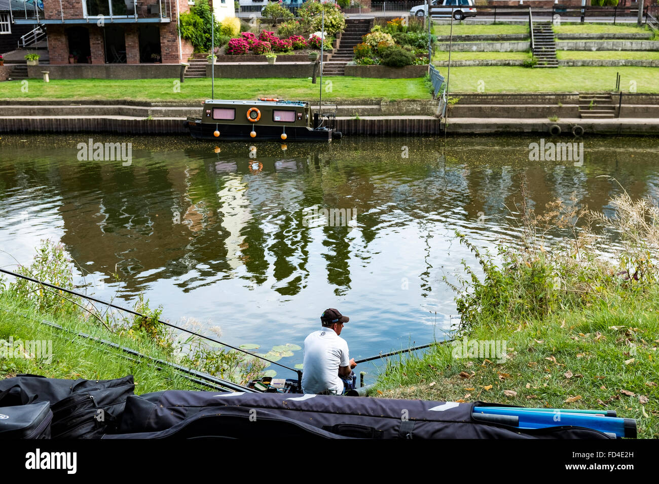 fishing river avon evesham Stock Photo Alamy