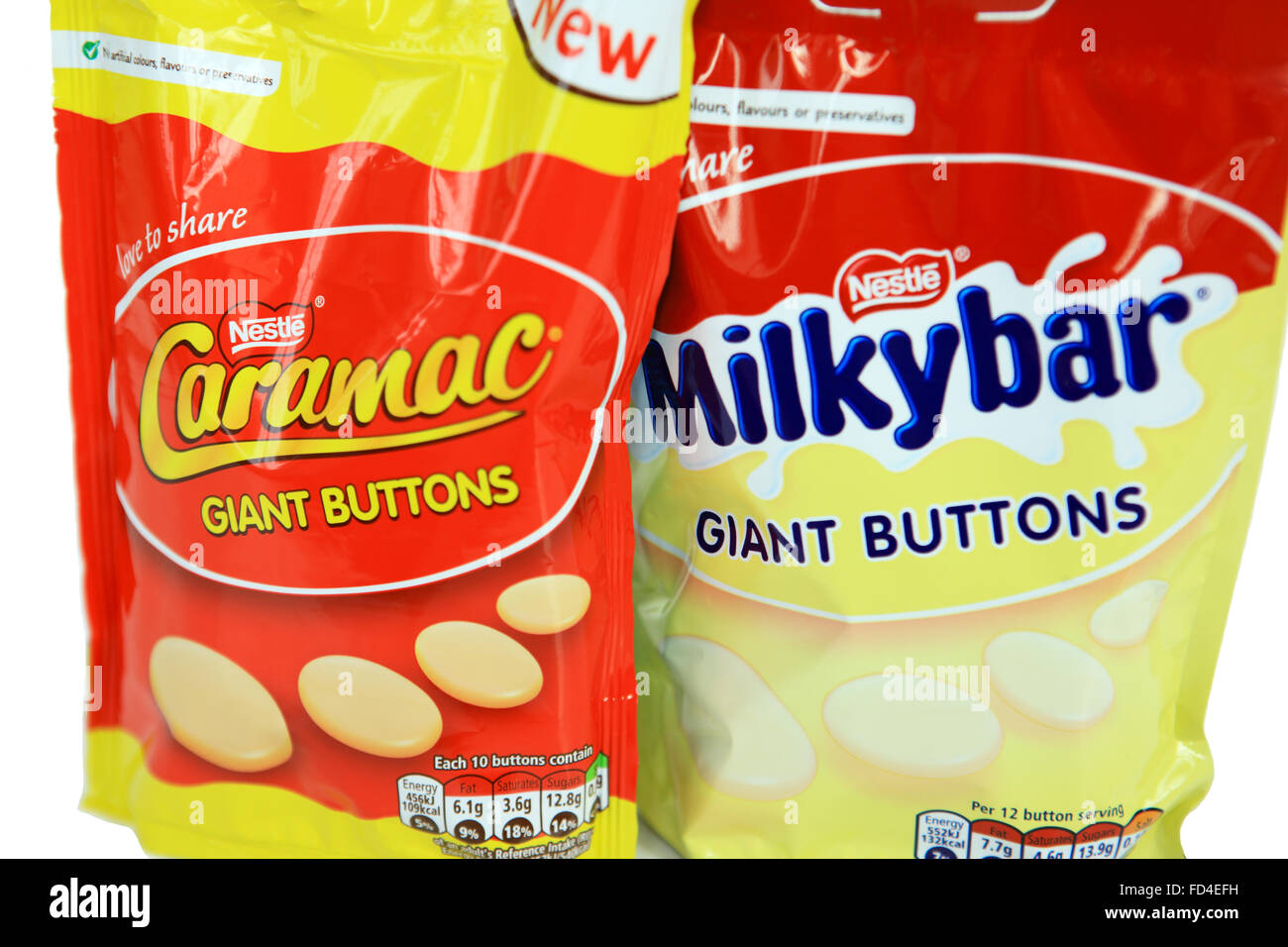 Nestle Milkybar and Caramac giant chocolate buttons Stock Photo
