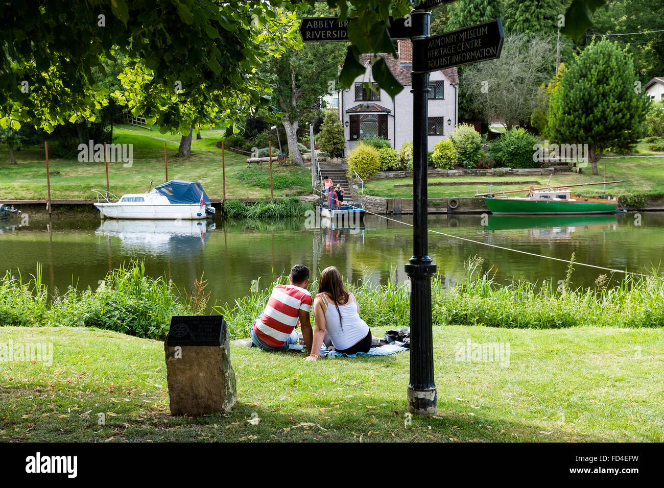 fishing river avon evesham Stock Photo Alamy