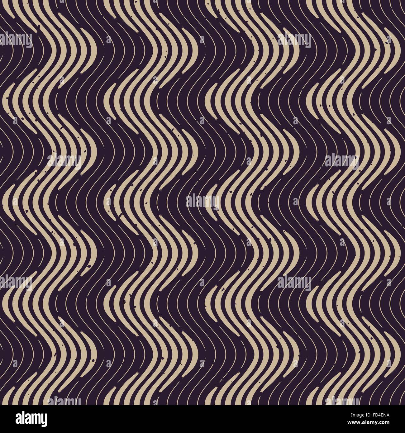 Vector Seamless Navy Grey Color Hand Drawn Engraving Wavy Lines Retro