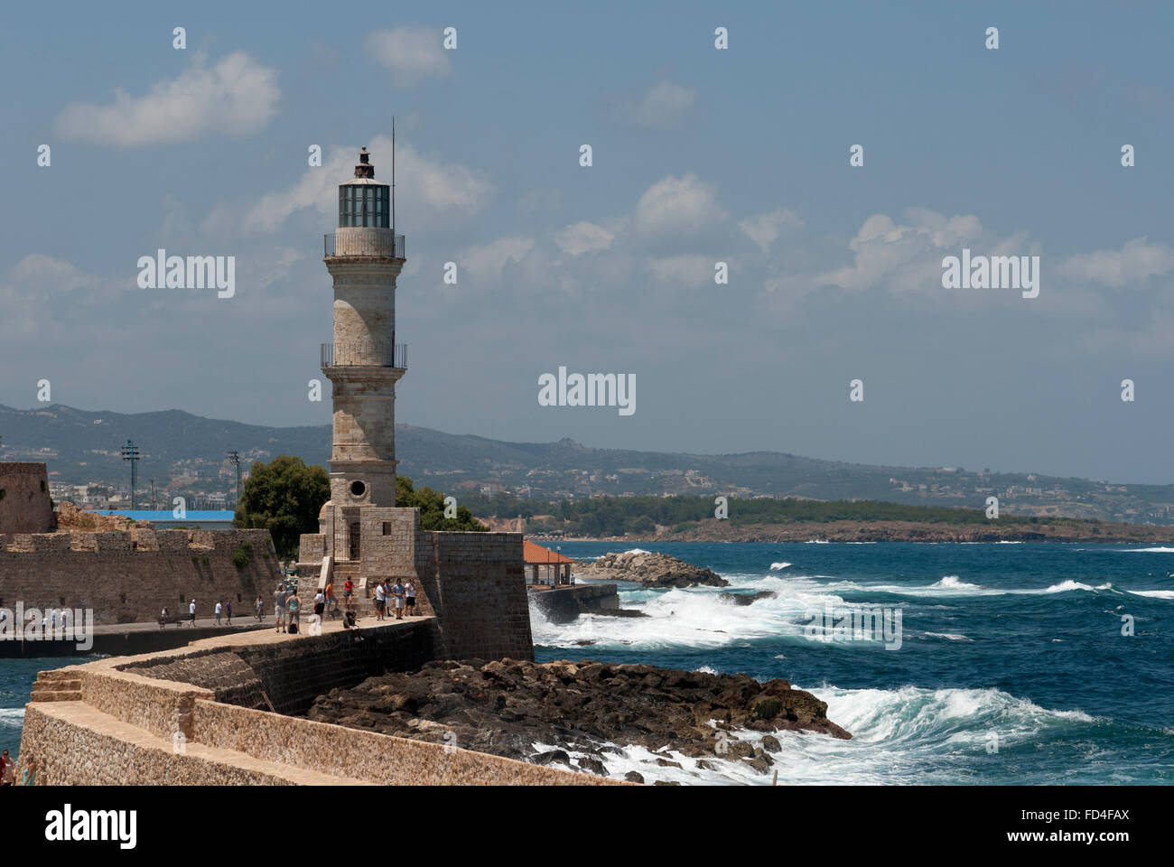Venetian Lighthouse Chania Harbour Stock Photo