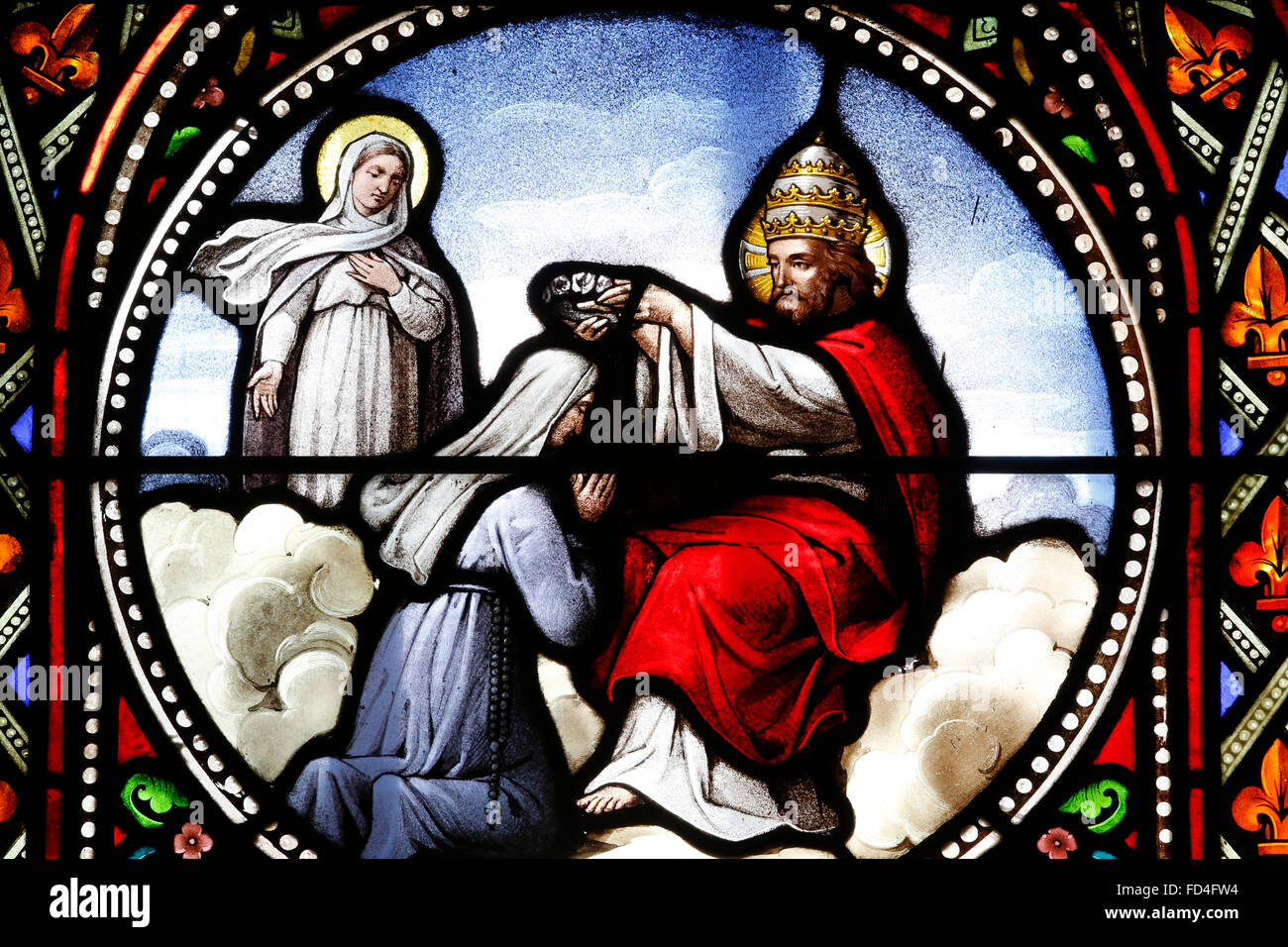 Sacred Heart Basilica, ParayleMonial. Stained glass window. St