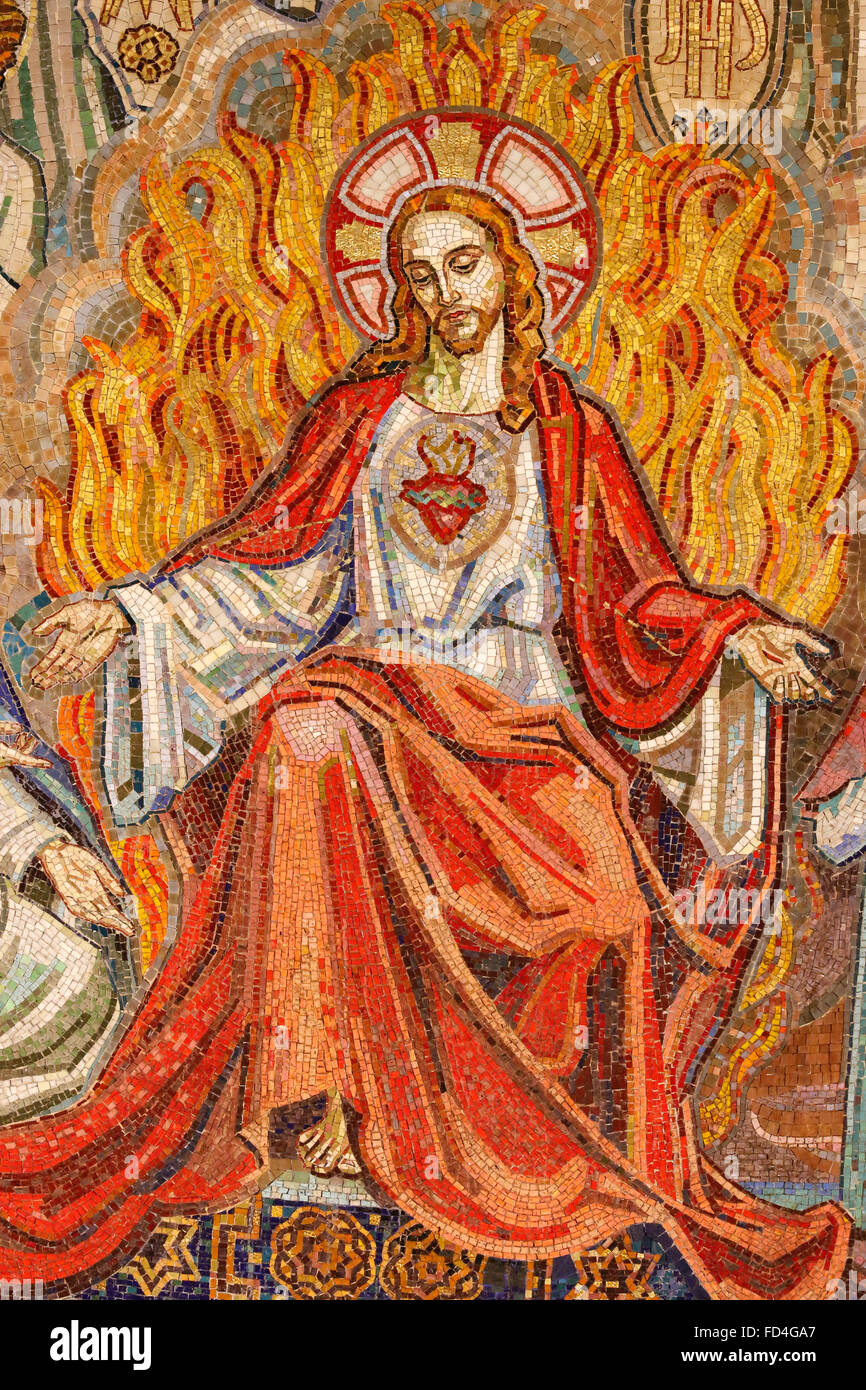 St Claude la Colombiere chapel. Jesus Christ mosaic Stock Photo Alamy