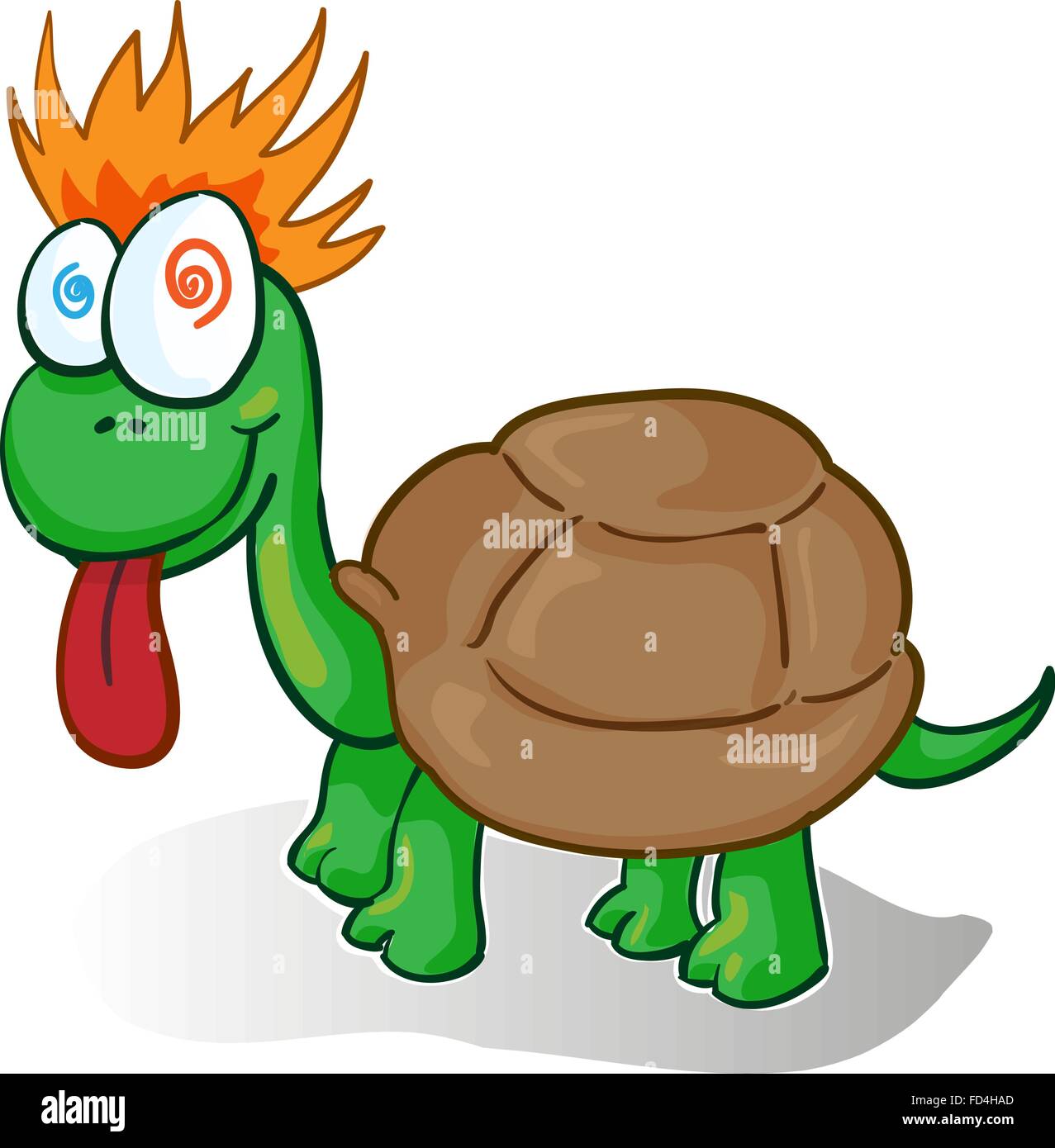Vector illustration of a foolish cartoon turtle Stock Vector