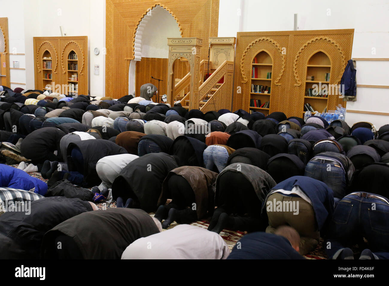 Muslims praying in a French mosque Stock Photo Alamy