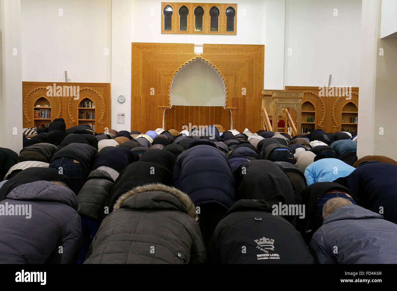 Muslims praying in a French mosque Stock Photo Alamy