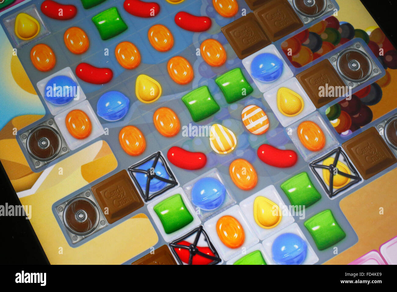 Ipad game. Candy Crush. Stock Photo