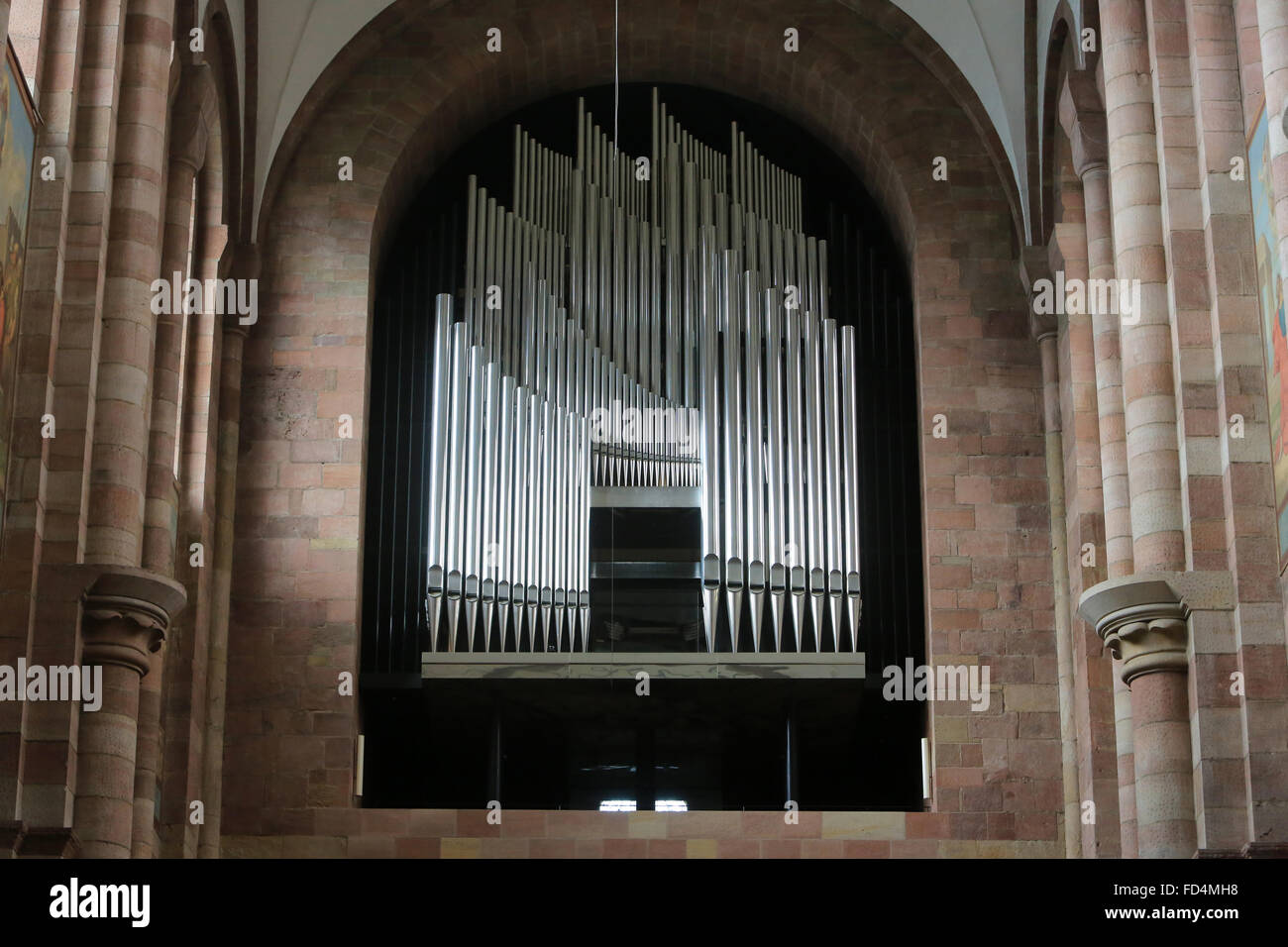 The great organ. 1961. The Imperial Cathedral Basilica of the Assumption and St. Stephen. The Speyer Cathedral. Stock Photo