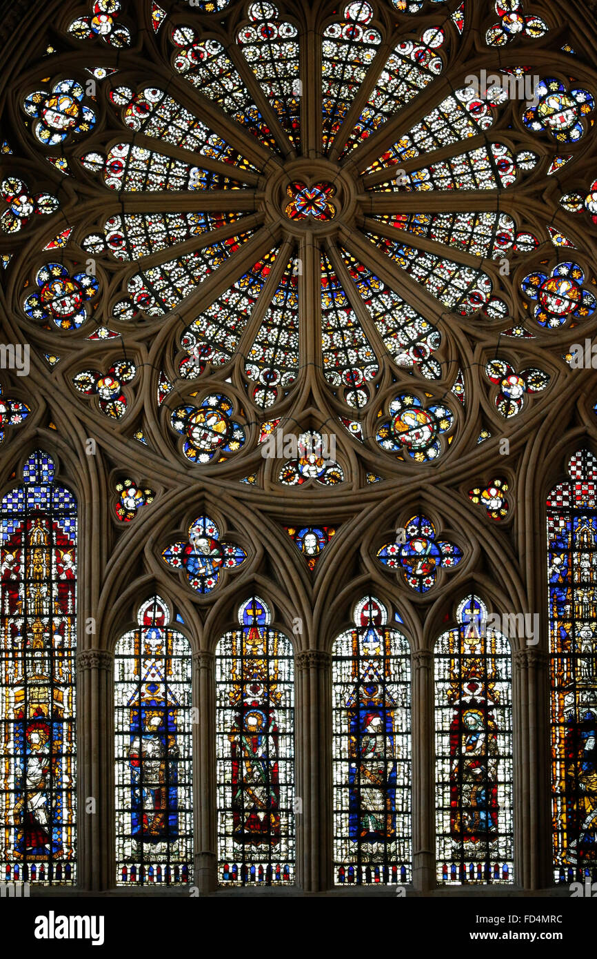 Metz Cathedral. Stained glass window by Herman de MŸnster (14th century). Stock Photo