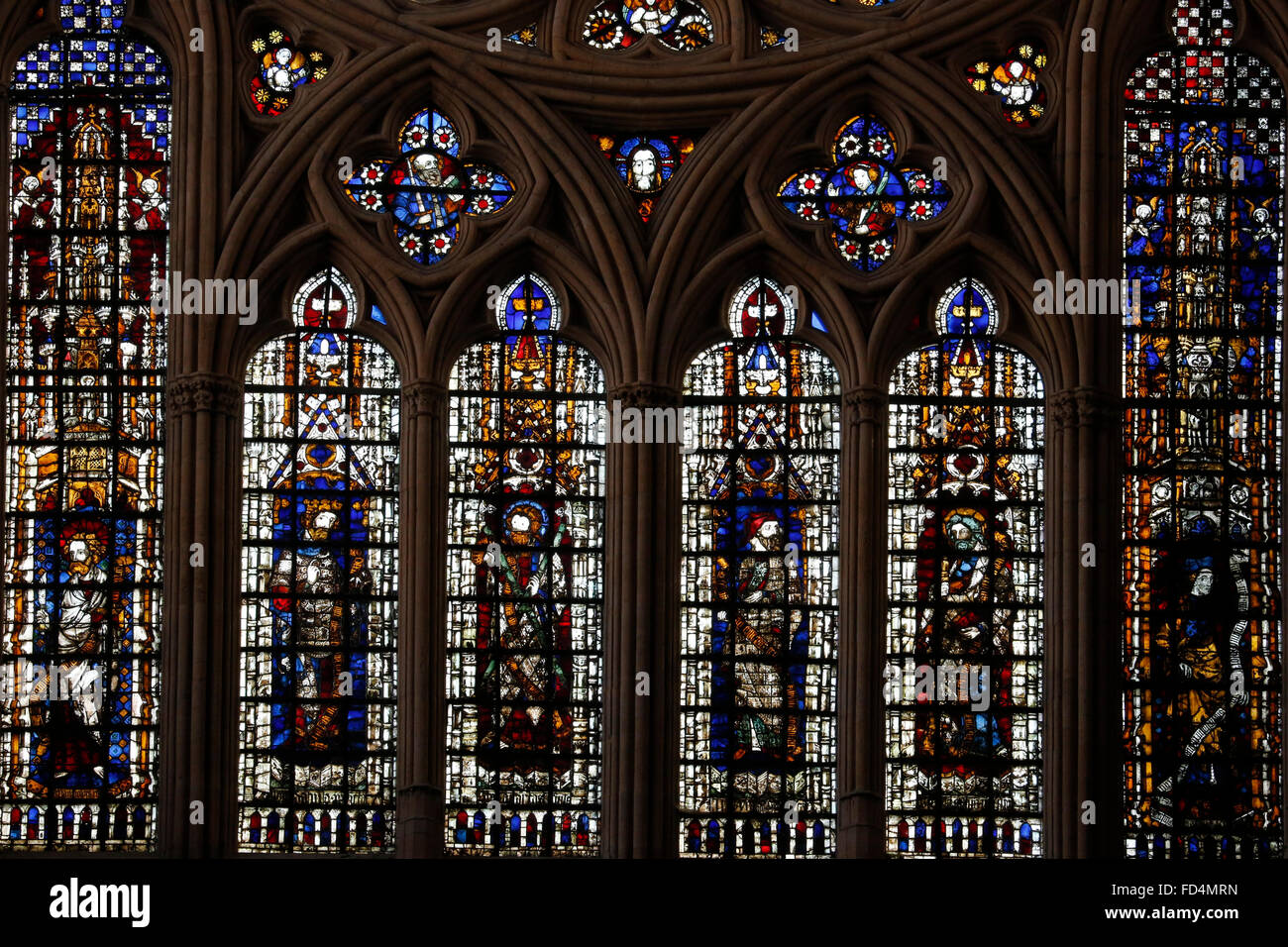 Metz Cathedral. Stained glass window by Herman de MŸnster (14th century). Stock Photo