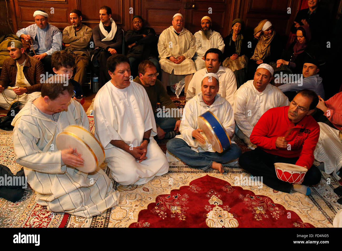 Alawi sufi muslims singing. Stock Photo