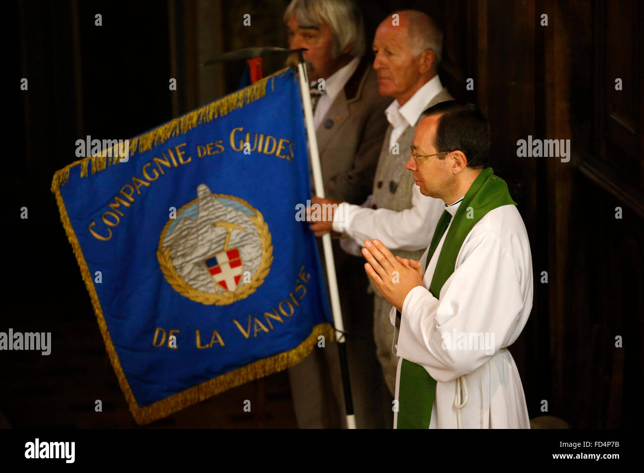 Mountain guides' mass Stock Photo - Alamy