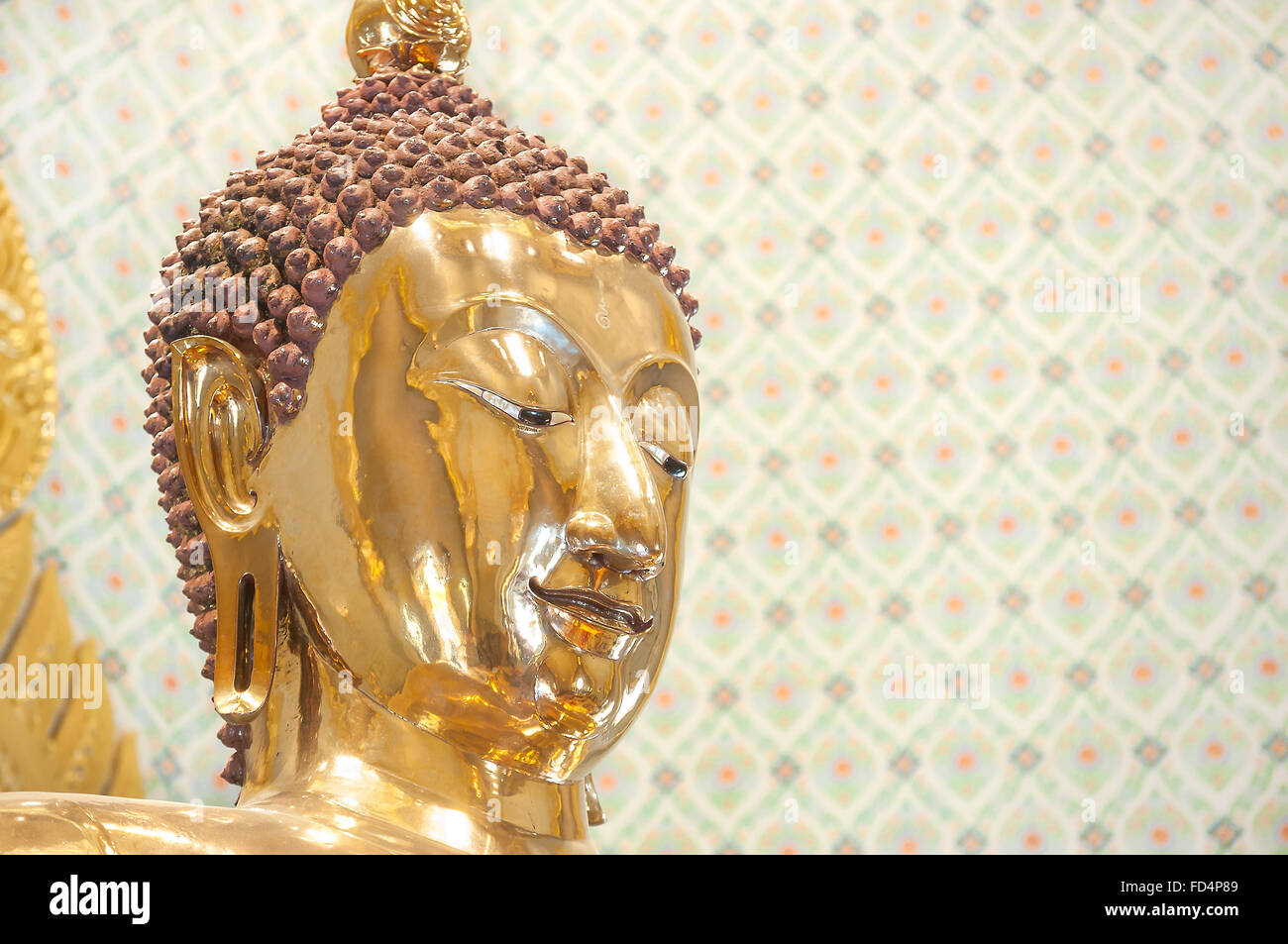 Closeup of the Wat Traimit Golden Buddha, Bangkok Stock Photo