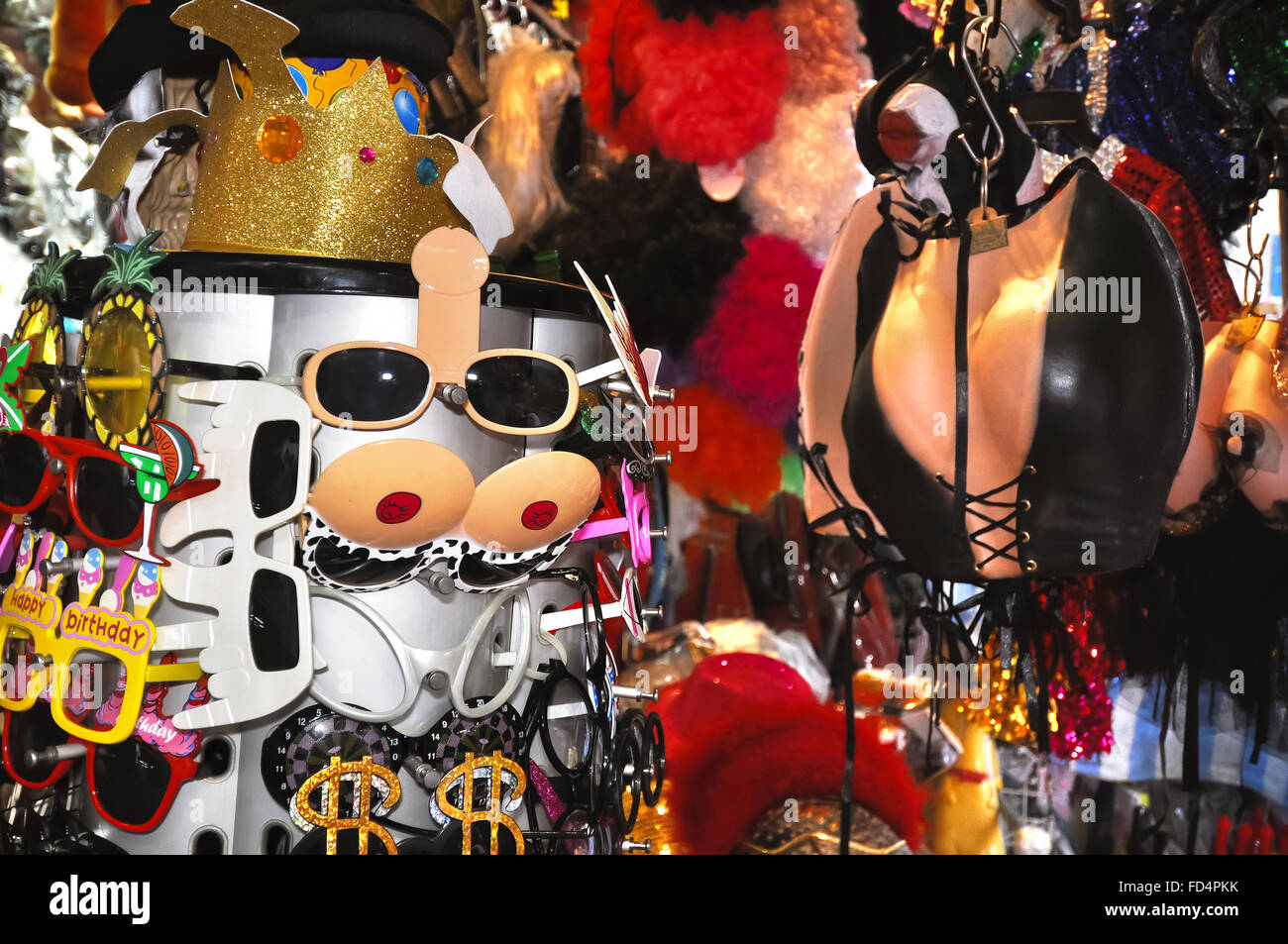 Fancy dress costumes on display at Pottinger Street market, Hong Kong