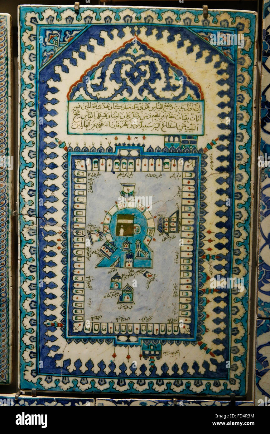 Ottoman Empire. Iznik ceramics. Medina. Louvre museum. Stock Photo