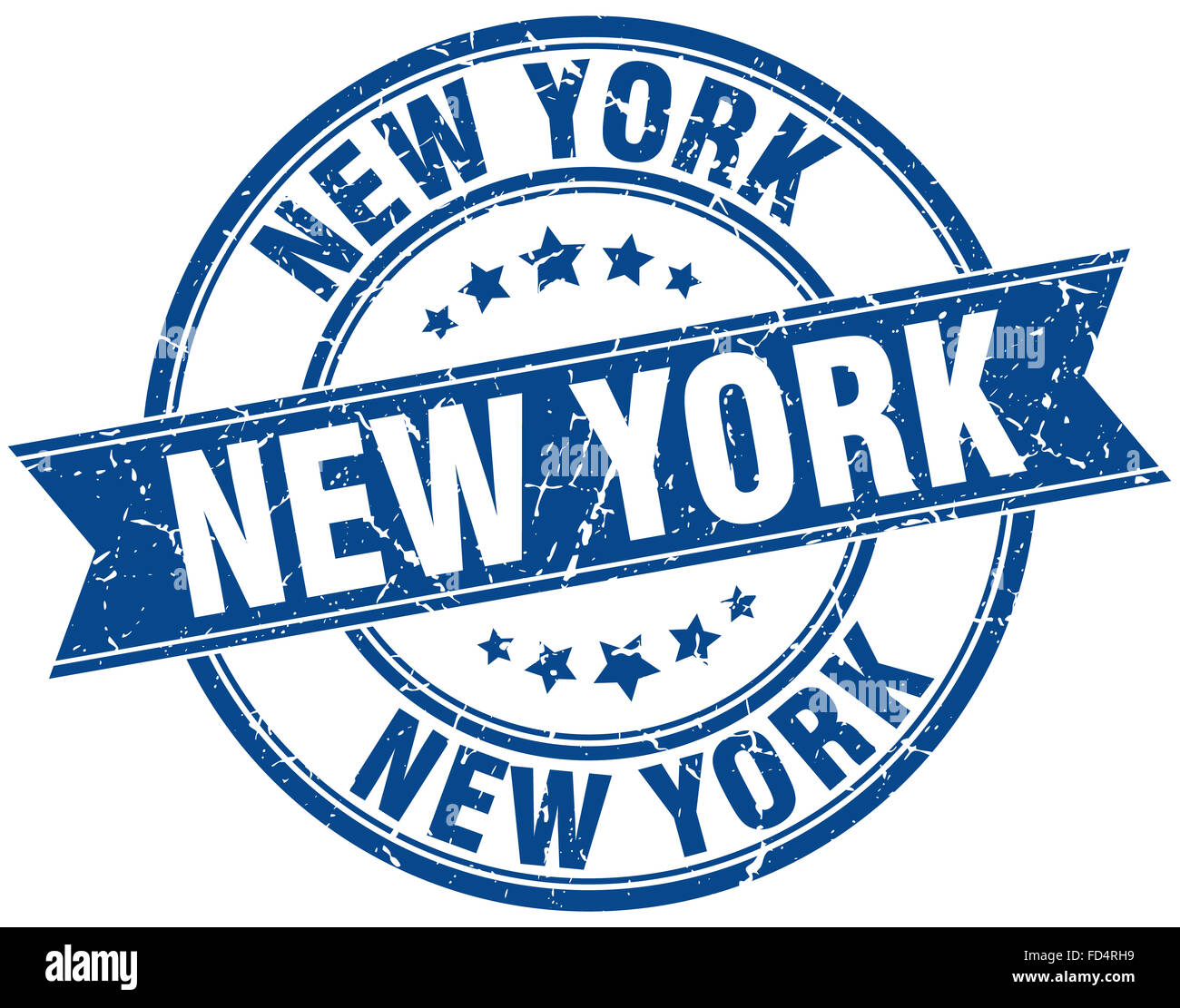 New York blue round grunge vintage ribbon stamp Stock Photo - Alamy