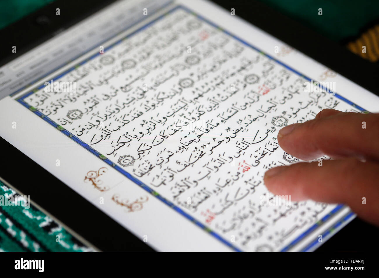 Electronic Quran on an Ipad. Stock Photo