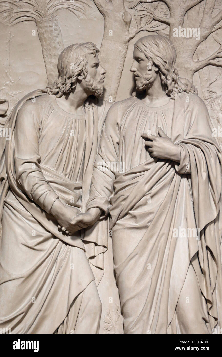 Saint-Philippe du Roule. Jesus. The kiss of Judas. Stock Photo