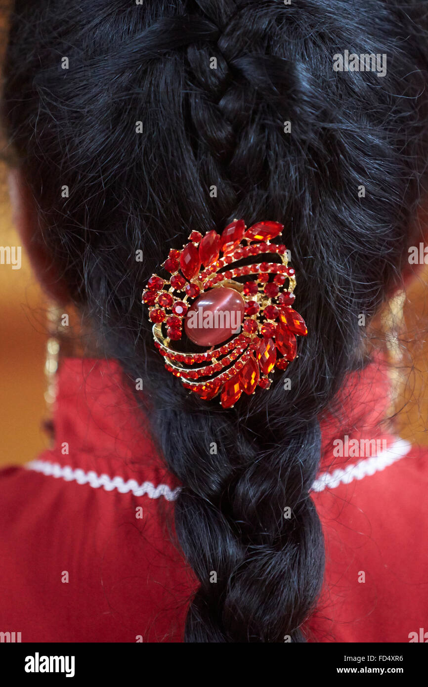 Tamil woman's hair brooch Stock Photo Alamy