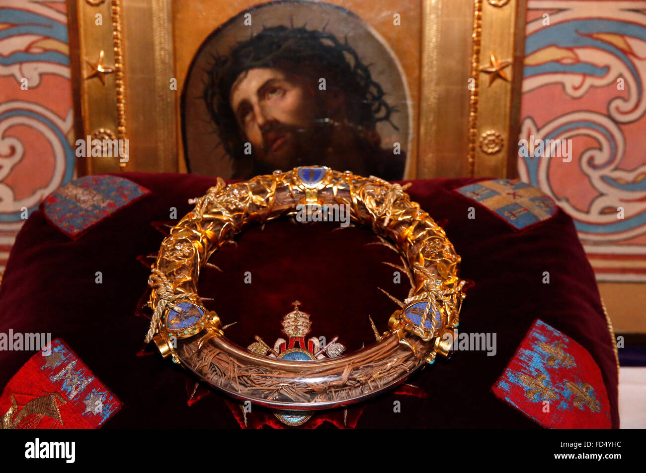 Notre-Dame de Paris cathedral. The holy crown of thorns worn by Jesus