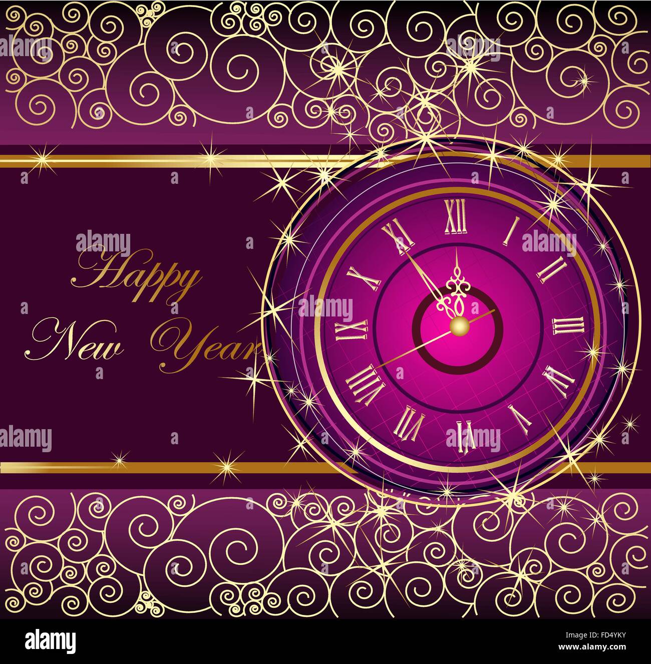 Happy New Year background with clock Stock Vector Image & Art Alamy