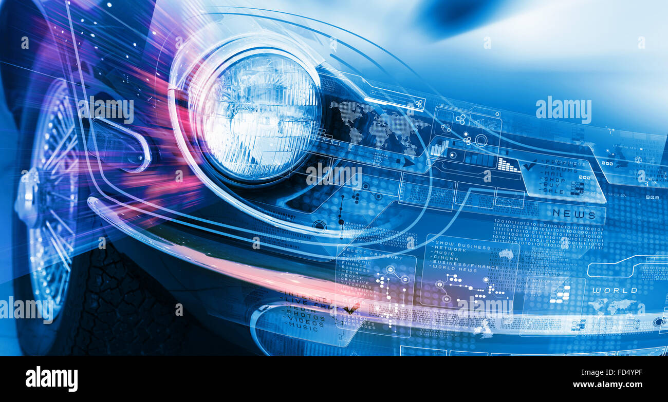 Close up image of car headlight. Innovation concept Stock Photo - Alamy