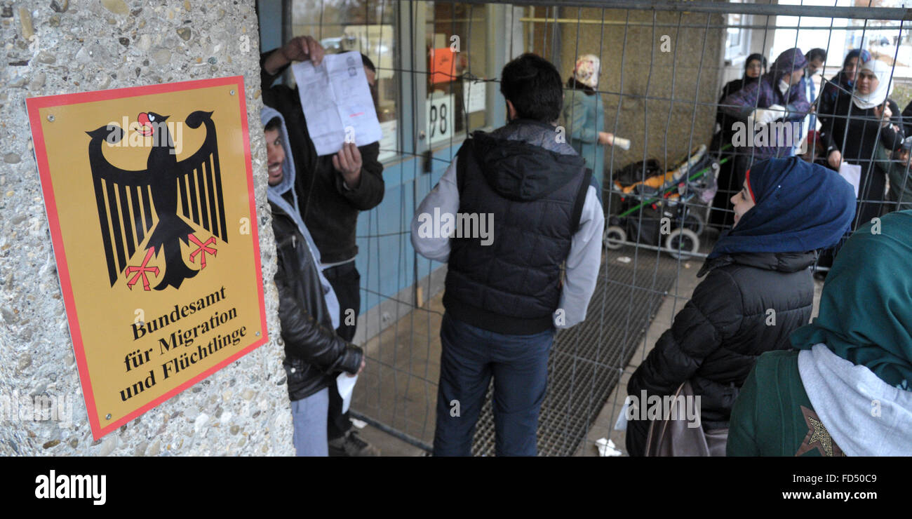 Ellwangen Germany 28th Jan 16 Refugees Wait To Be Registered In Stock Photo Alamy