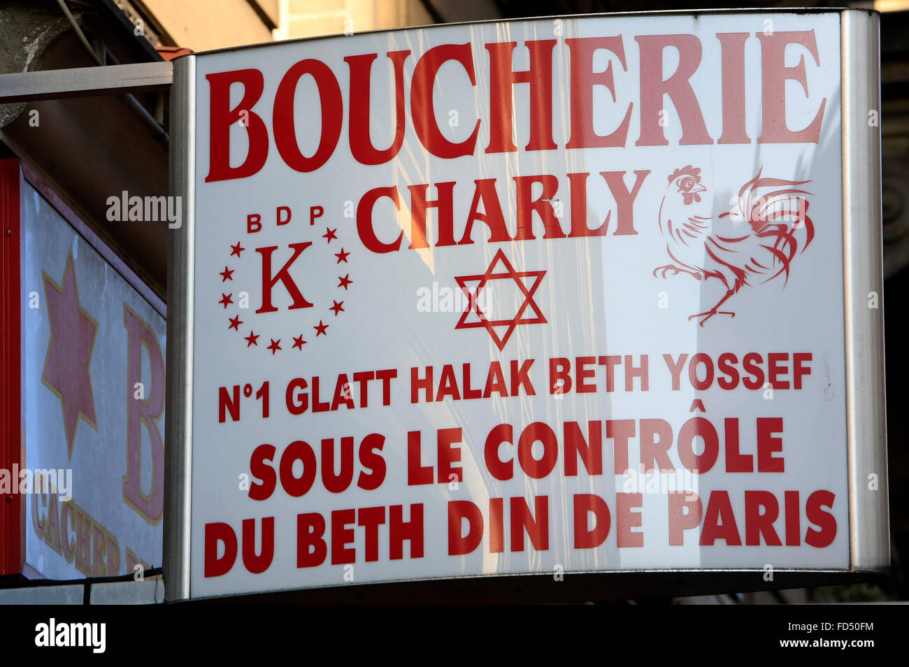 Boucherie Charly : kosher butcher shop. Stock Photo