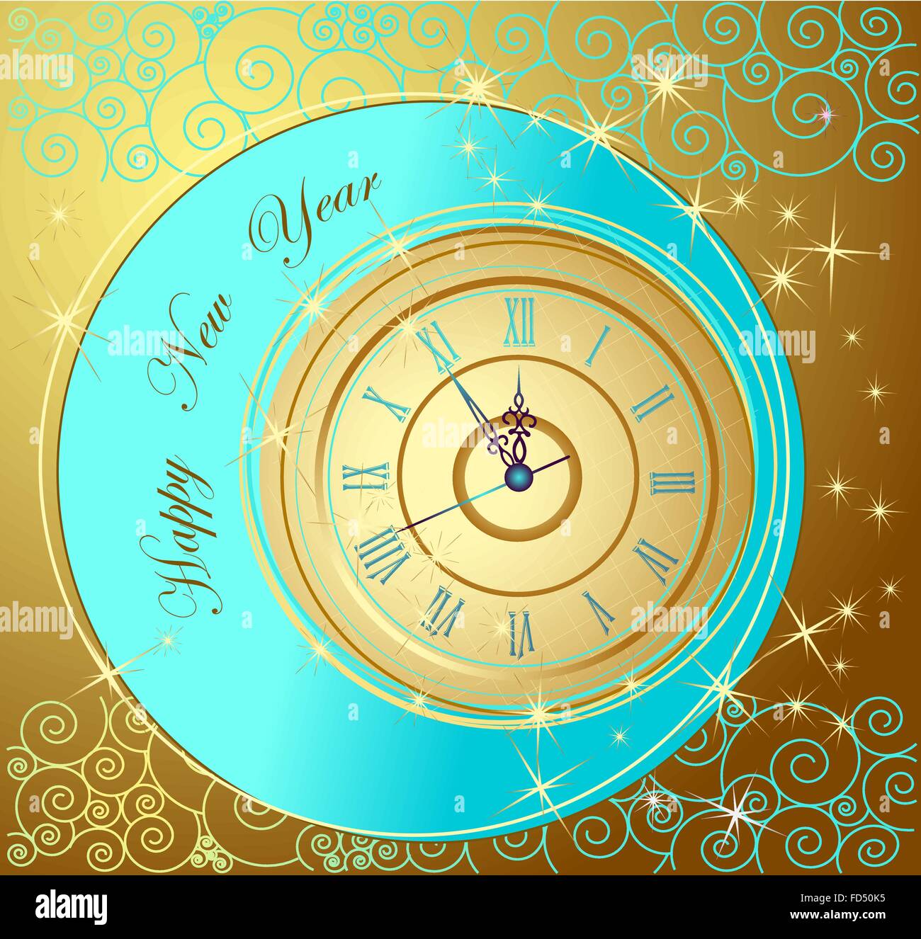 Happy New Year background with clock Stock Vector Image & Art - Alamy