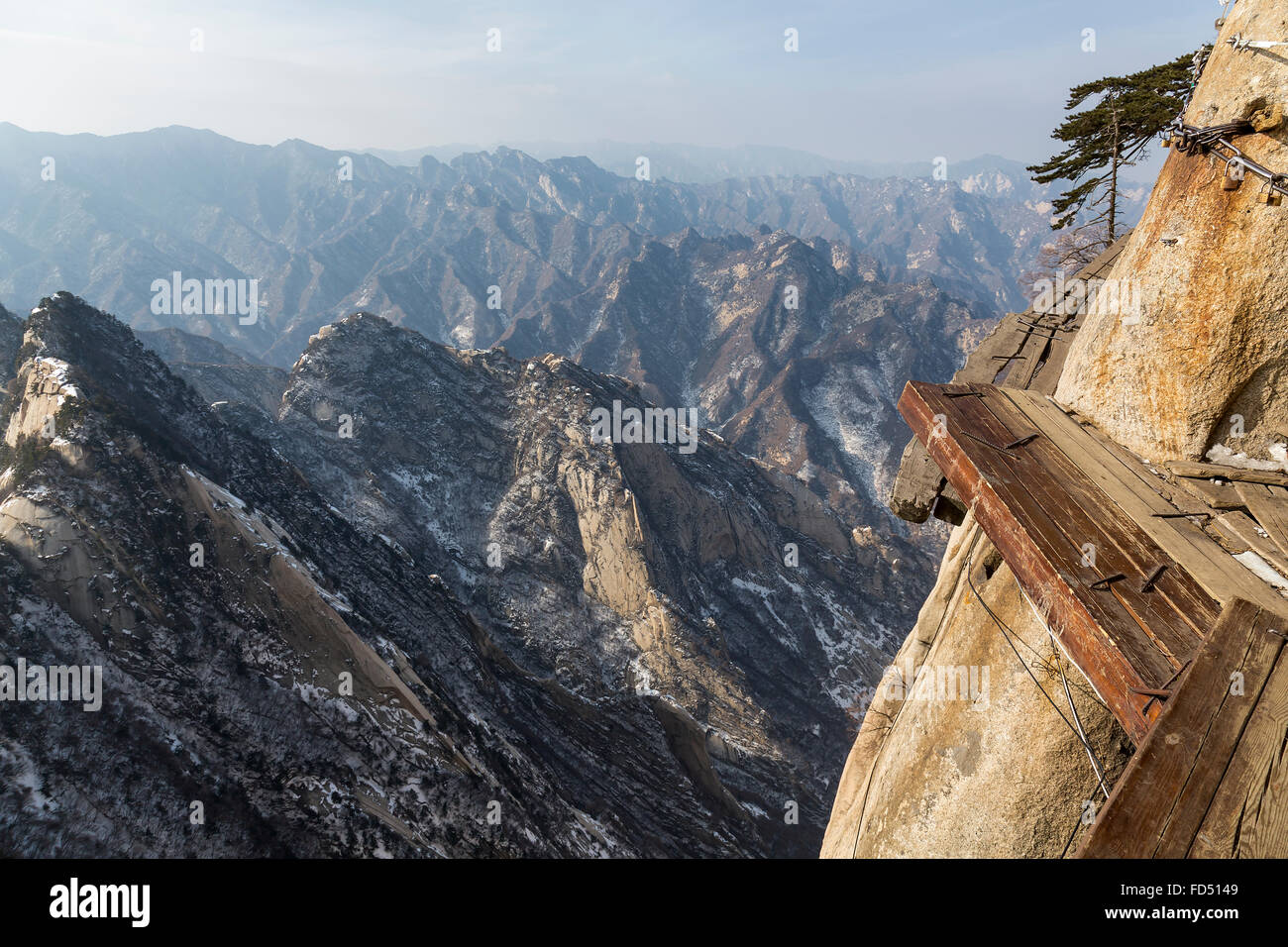 View form the Danger Trail of Mount Hua Shan Stock Photo
