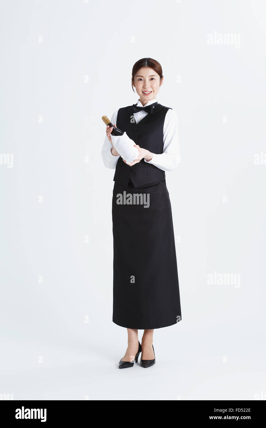 Attractive Japanese sommelier Stock Photo