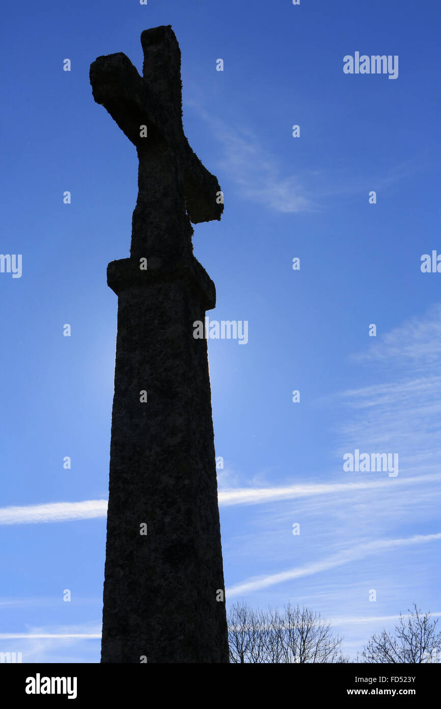 Silhouette of a cross. Cemetery Stock Photo
