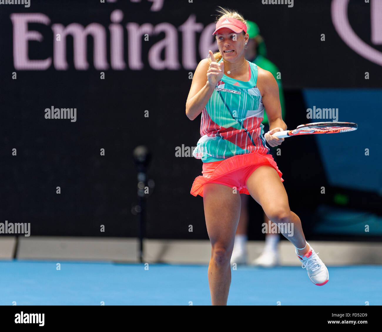 Melbourne, Australia. 28th Jan, 2016. Angelique Gerber (GER) in action  against Johnana Konta (GBR) during their women's singles match at the  Australian Open Tennis Championship at Melbourne Park, Australia. Gerber  beat Konta