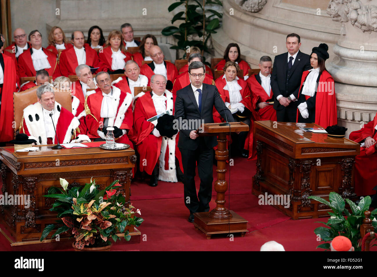 Rome, Italy. 28th Jan, 2016. Andrea Orlando Minister of Justice Rome 28th January 2016 Justice Palace. Opening of the judicial year at the Court of Cassation. Credit:  Samantha Zucchi/Insidefoto/Alamy Live News Stock Photo