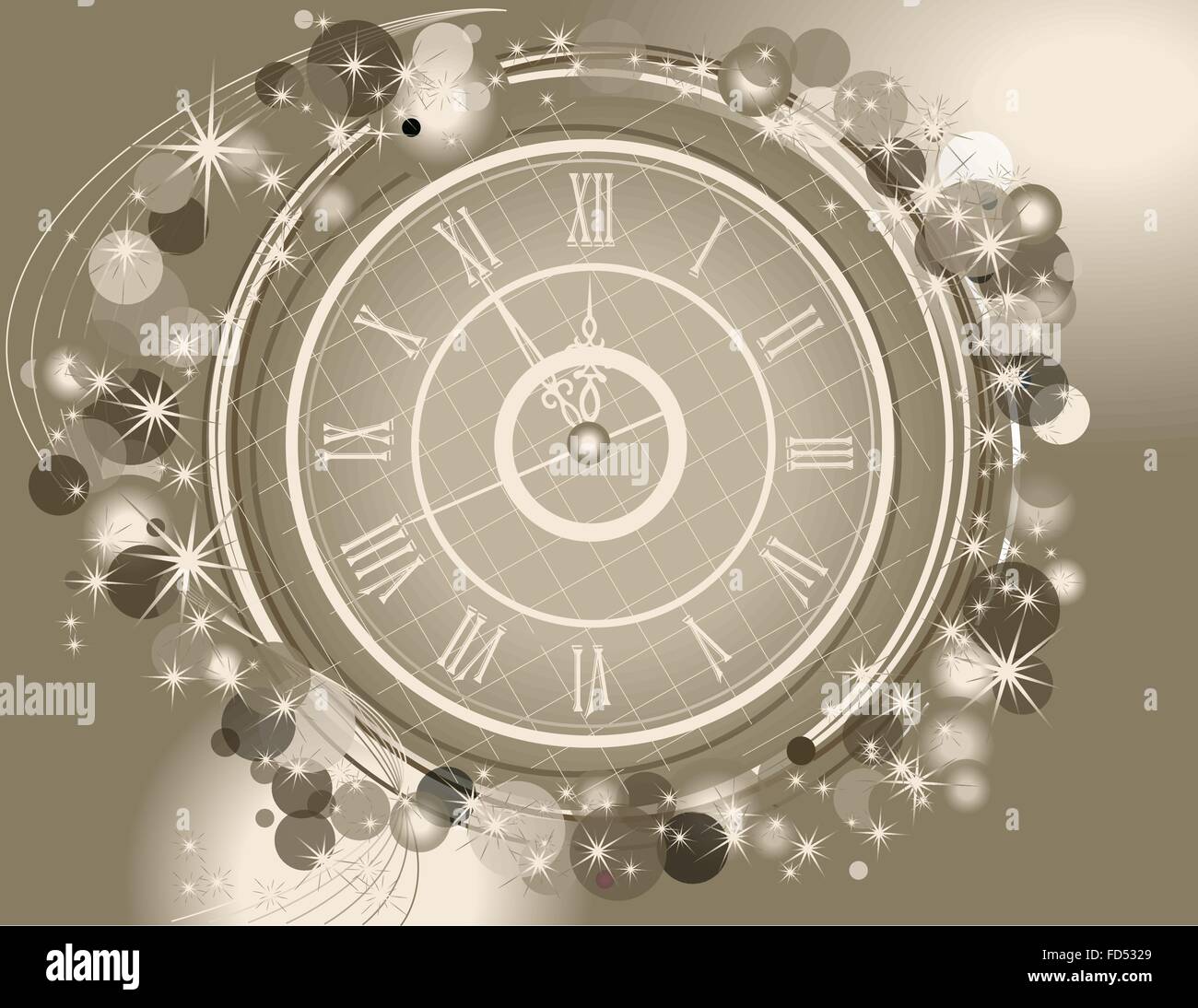 Happy New Year  background  with clock Stock Vector