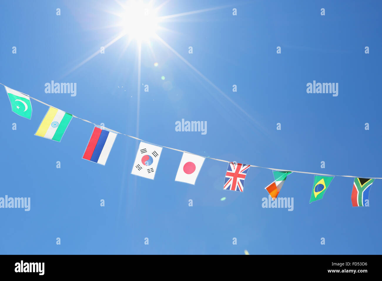 Flags in the wind Stock Photo - Alamy