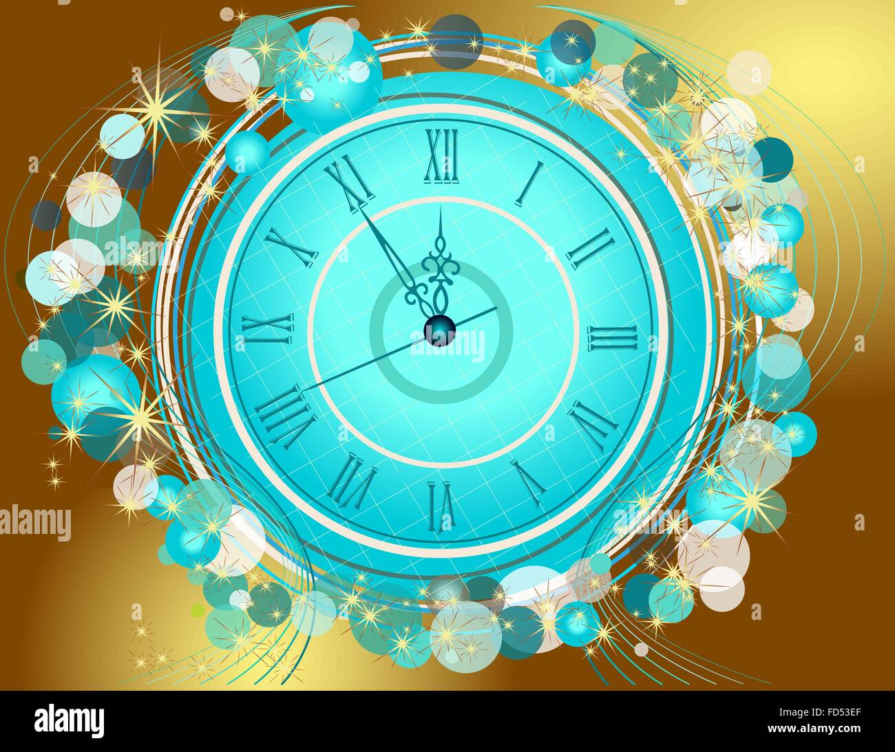 Happy New Year background with clock Stock Vector Image & Art - Alamy