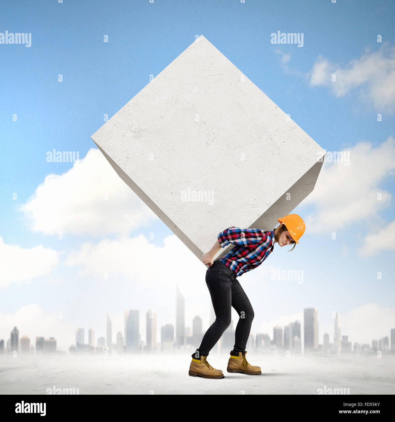 image-of-woman-engineer-in-helmet-carrying-burden-on-back-stock-photo